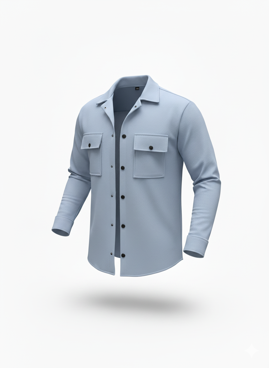 Erkek Oversize Diagonal Kumaş Çıtçıtlı Uzun Kollu Gömlek – Cepli, Rahat Kalıp, Günlük Şık Stil