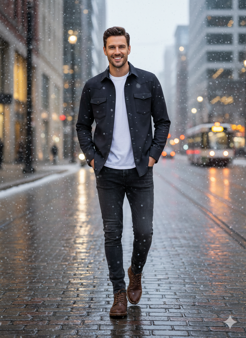 Erkek Oversize Diagonal Kumaş Çıtçıtlı Uzun Kollu Gömlek – Cepli, Rahat Kalıp, Günlük Şık Stil