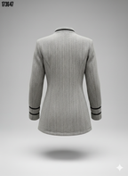 Kadın Hakim Yaka Düğme Detaylı Mini Dokuma Ceket – Şık & Modern Dış Giyim