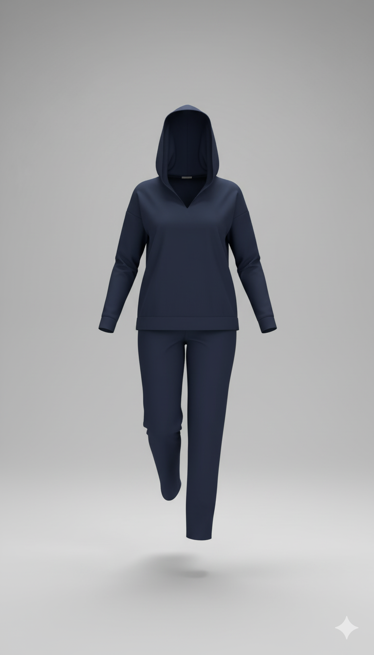 Kadın Kapüşonlu Uzun Kollu İkili Takım – Rahat & Modern Alt-Üst Set