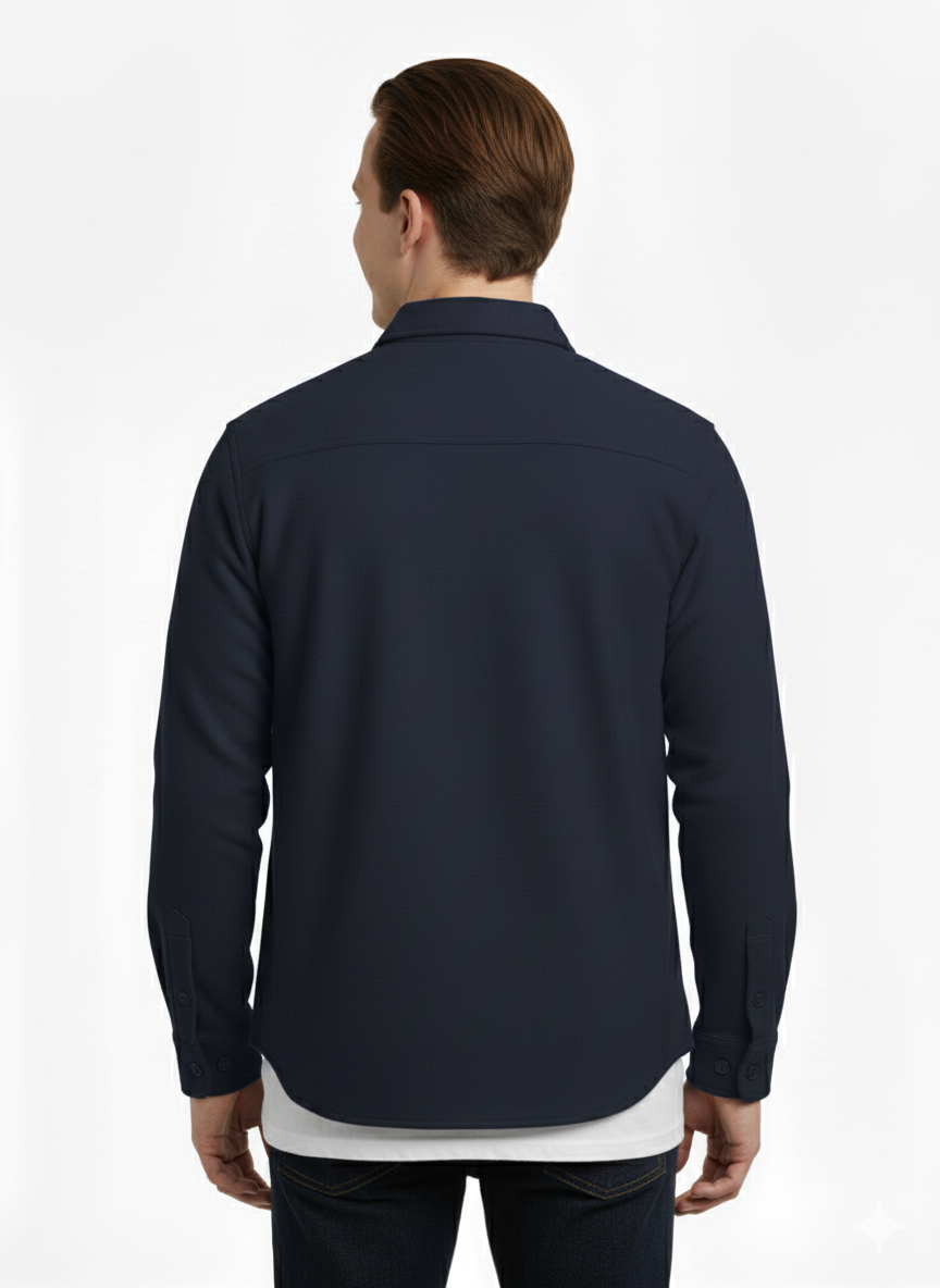 Erkek Oversize Diagonal Kumaş Çıtçıtlı Uzun Kollu Gömlek – Cepli, Rahat Kalıp, Günlük Şık Stil