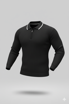 Erkek Fermuarlı Yarım V Yaka Şeritli Triko – Sportif & Şık Tasarım, Rahat Günlük Kazak