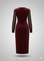 Kadın Kruvaze Yaka Yandan Düğmeli Çapraz Kesim Detaylı Midi Kadife Elbise – Şık & Zarif Tasarım