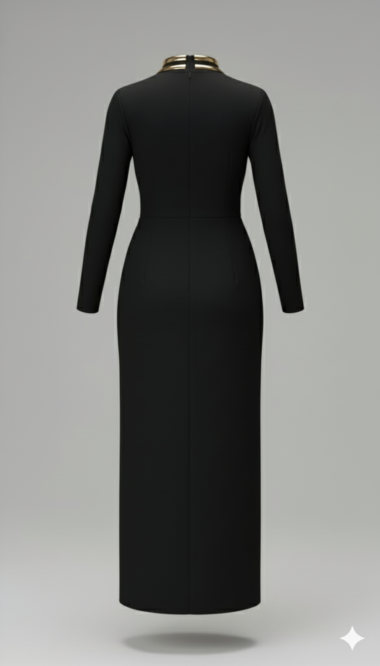 Kadın Balıkçı Yaka Toka Detaylı Sandy Kumaş Midi Elbise