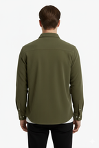 Erkek Fitilli Kadife Gömlek – Oversize Rahat Kalıp, Cepli, Yumuşak Dokulu Şık Üst (Haki)