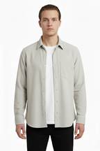 Erkek Fitilli Kadife Gömlek – Oversize Rahat Kalıp, Cepli, Yumuşak Dokulu Şık Üst (Haki)