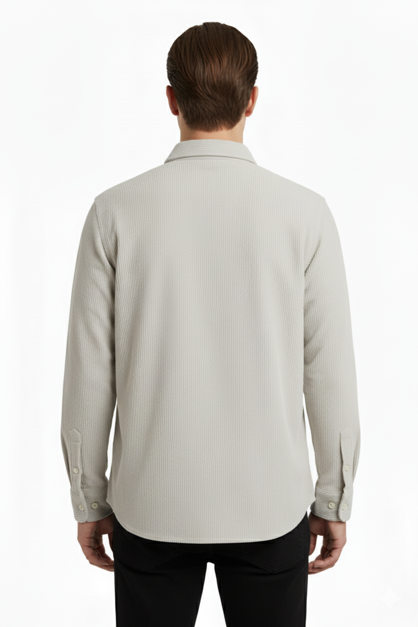 Erkek Fitilli Kadife Gömlek – Oversize Rahat Kalıp, Cepli, Yumuşak Dokulu Şık Üst (Haki)