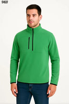 Erkek Polar Kazak – Dik Yaka Yarım Fermuarlı, Göğüs Cepli, Regular Fit Kışlık Siyah Polar