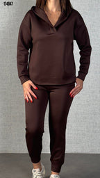 Kadın Kapüşonlu Uzun Kollu İkili Takım – Rahat & Modern Alt-Üst Set