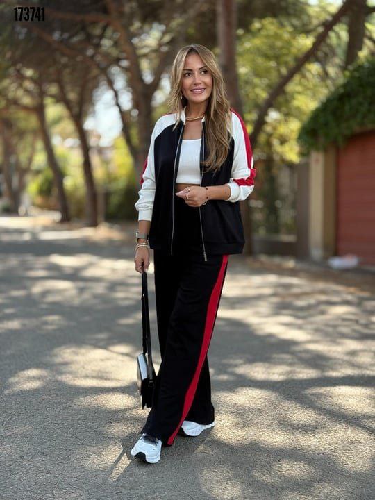 Kadın Hakim Yaka Şerit Detaylı Hırka & Bol Paça Pantolon İkili Takım – Şık ve Rahat Kombin Seti