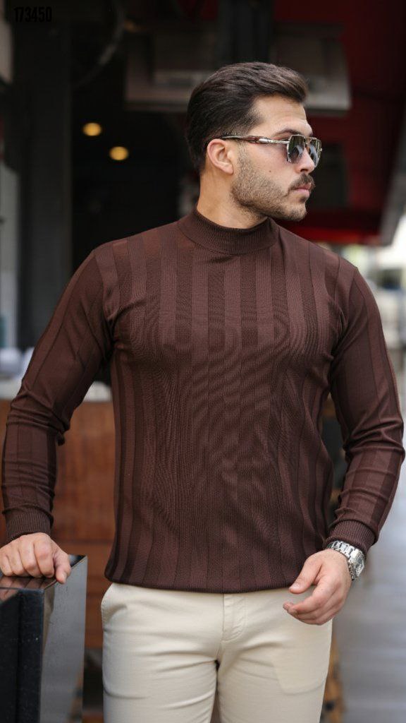 Erkek Yarım Boğazlı Triko Kazak – Sıcak Tutan Modern Fit, Kışlık Şık Kazak