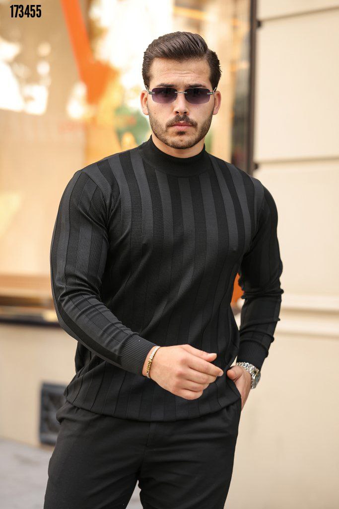 Erkek Yarım Boğazlı Triko Kazak – Sıcak Tutan Modern Fit, Kışlık Şık Kazak