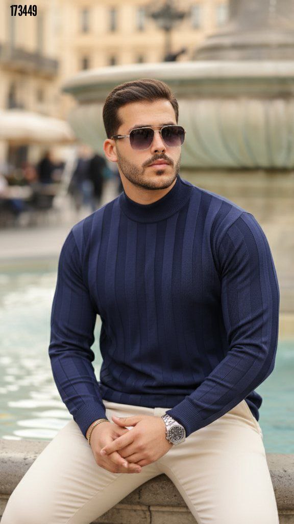 Erkek Yarım Boğazlı Triko Kazak – Sıcak Tutan Modern Fit, Kışlık Şık Kazak