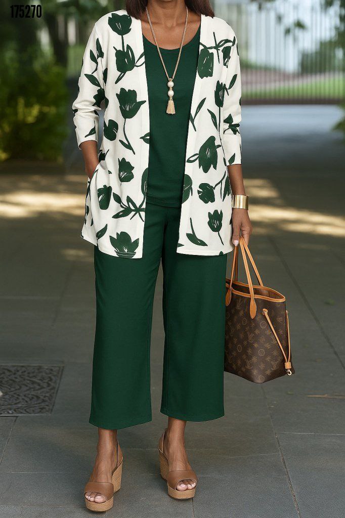 Kadın Modal Ceketli 3’lü Takım – Viskon Kolsuz Bluz + Rahat Pantolon | Şık Günlük Kombin Seti