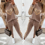 Kadın Pul Payet Detaylı Yarım Balıkçı Yaka İkili Takım – Şık & Modern İki İplik Set