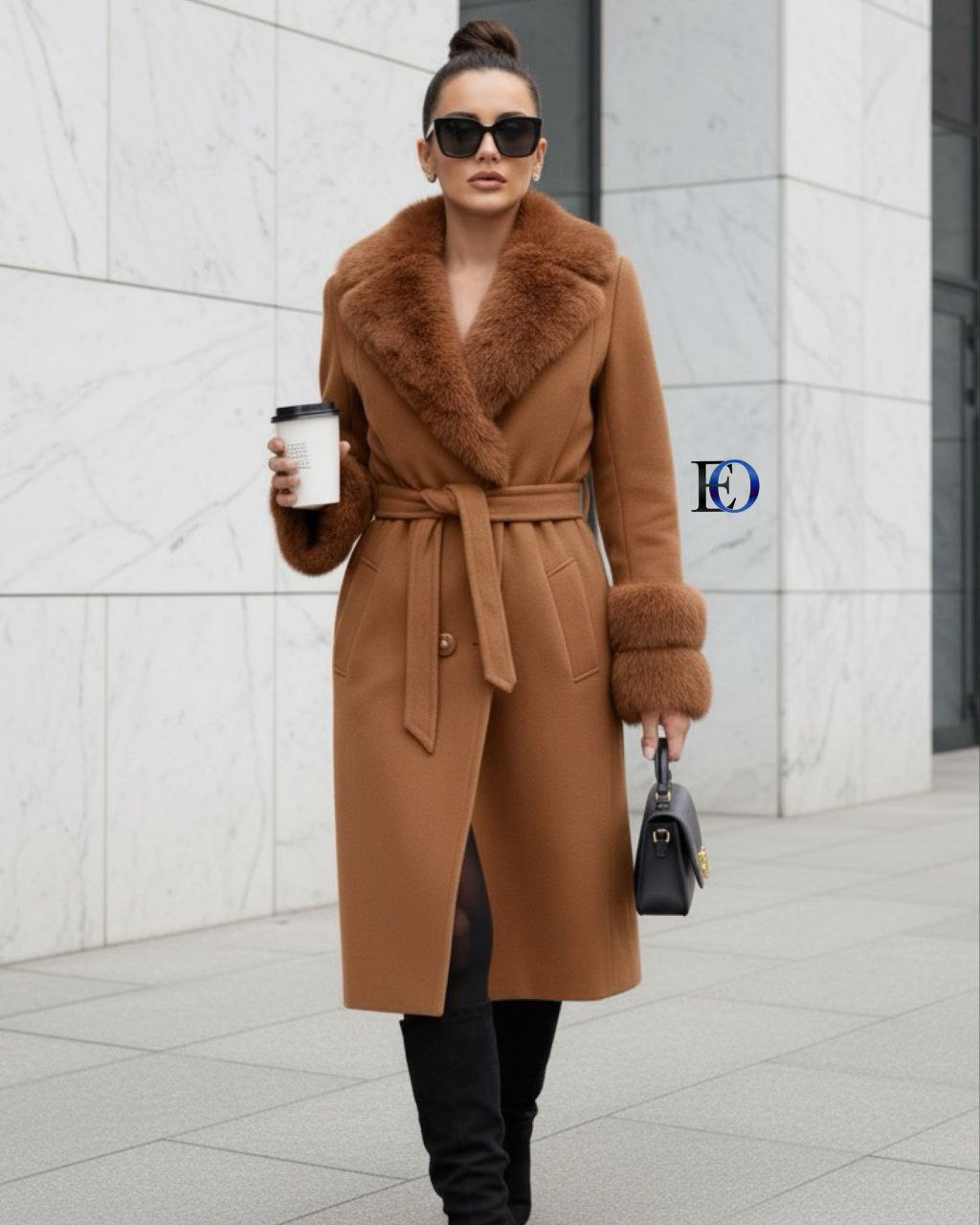 Kadın Kürk Astarlı Kaşe Kaban – Fur-Lined Şık ve Sıcak Kışlık Dış Giyim