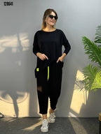 Kadın İki İplik Viskon Pamuk Arma Detaylı İkili Takım