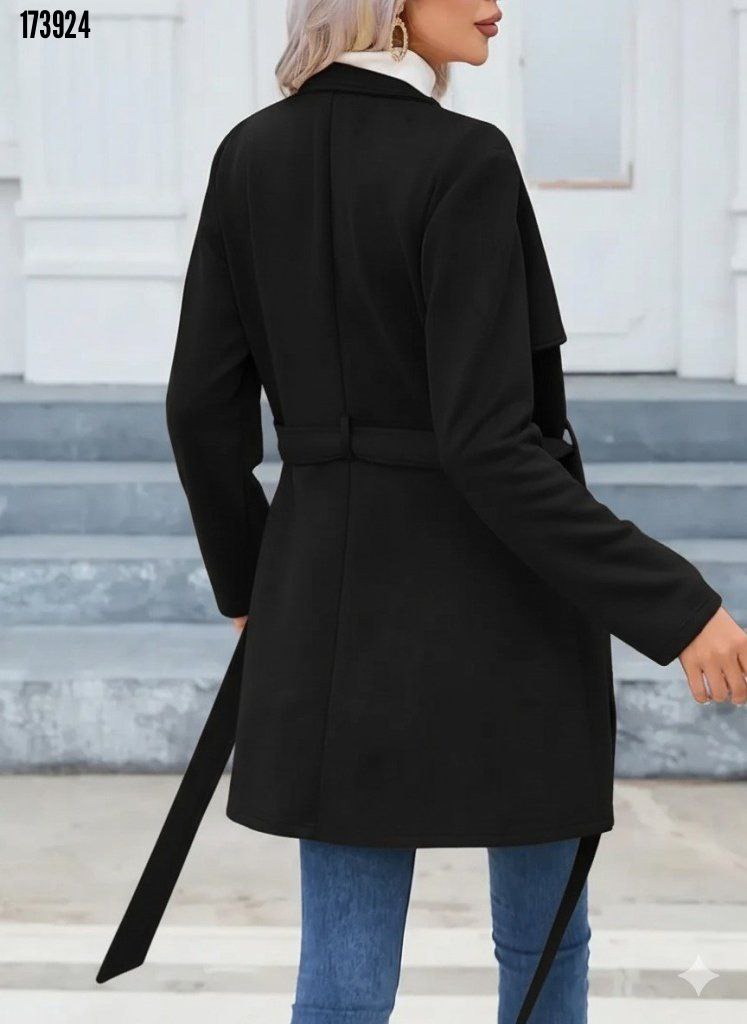 Kadın Süet Kaşe Kaban – Boyundan Düğmeli, Fermuarlı, Beli Kuşaklı Uzun Kollu Şık Dış Giyim