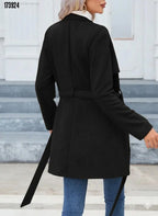 Kadın Süet Kaşe Kaban – Boyundan Düğmeli, Fermuarlı, Beli Kuşaklı Uzun Kollu Şık Dış Giyim