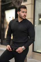 Erkek V Yaka Triko Kazak – Şık Kesim, Geniş Omuz Gösteren Slim Fit Etki