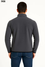 Erkek Polar Kazak – Dik Yaka Yarım Fermuarlı, Göğüs Cepli, Regular Fit Kışlık Siyah Polar