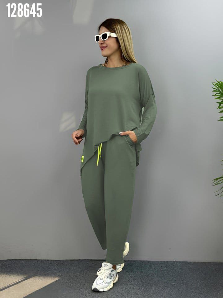 Kadın İki İplik Viskon Pamuk Arma Detaylı İkili Takım