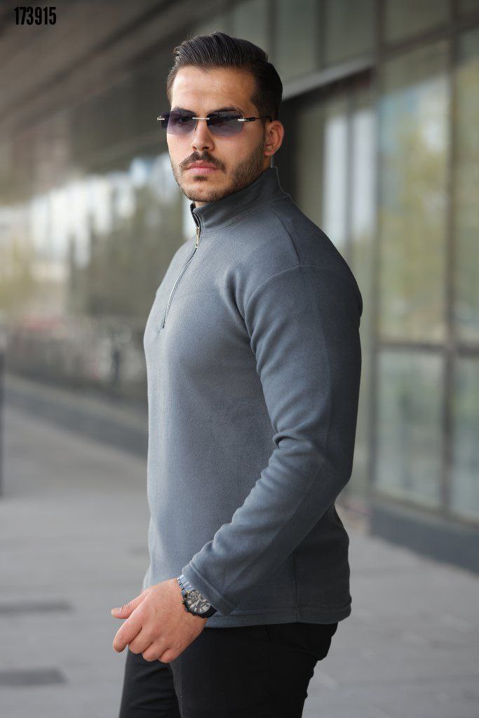 Erkek Zip Yaka Polar Sweat – Yarım Fermuarlı, Sıcak Tutan Rahat Kışlık Polar