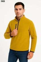 Erkek Polar Kazak – Dik Yaka Yarım Fermuarlı, Göğüs Cepli, Regular Fit Kışlık Siyah Polar