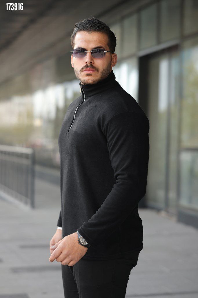 Erkek Zip Yaka Polar Sweat – Yarım Fermuarlı, Sıcak Tutan Rahat Kışlık Polar