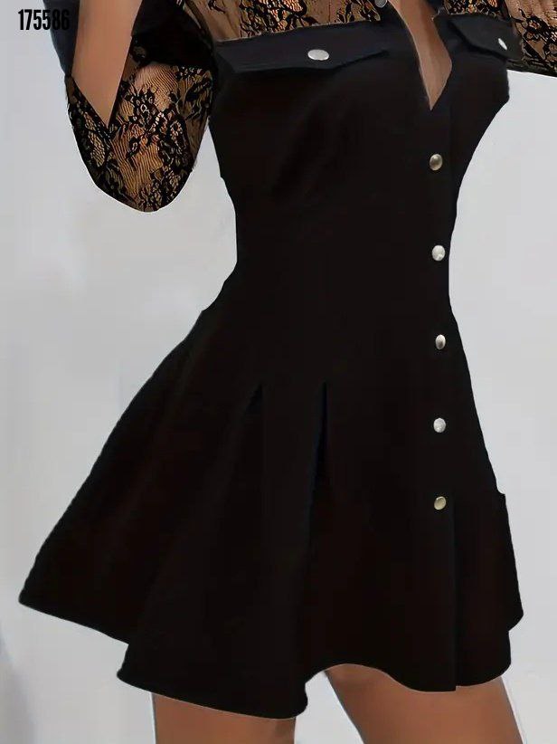 Kadın Yakalı Önden Düğmeli Cep Detaylı Mini Modal Elbise – Şık & Günlük Rahat Stil