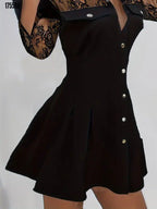 Kadın Yakalı Önden Düğmeli Cep Detaylı Mini Modal Elbise – Şık & Günlük Rahat Stil
