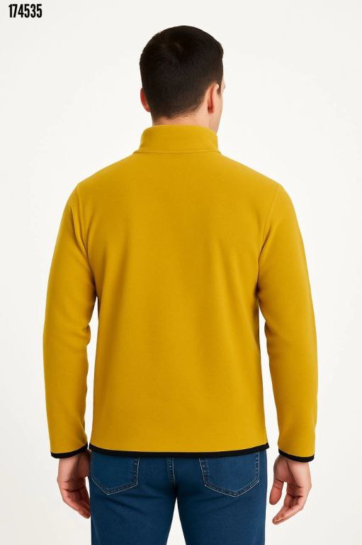 Erkek Polar Kazak – Dik Yaka Yarım Fermuarlı, Göğüs Cepli, Regular Fit Kışlık Siyah Polar