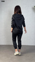 Kadın Kapüşonlu Uzun Kollu İkili Takım – Rahat & Modern Alt-Üst Set