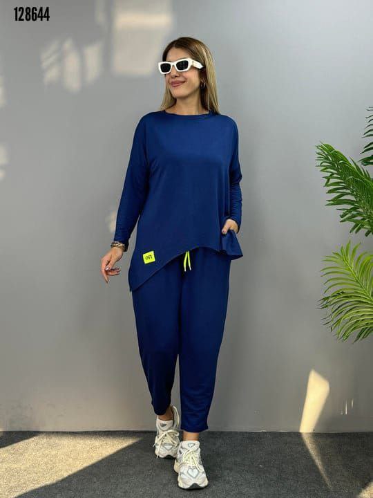 Kadın İki İplik Viskon Pamuk Arma Detaylı İkili Takım