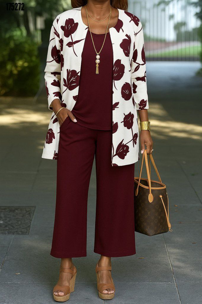 Kadın Modal Ceketli 3’lü Takım – Viskon Kolsuz Bluz + Rahat Pantolon | Şık Günlük Kombin Seti