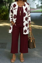 Kadın Modal Ceketli 3’lü Takım – Viskon Kolsuz Bluz + Rahat Pantolon | Şık Günlük Kombin Seti