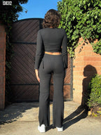 Kadın Yandan Bağlamalı Geniş Paçalı Fitil Kaşkorse İkili Takım | Rahat & Şık Set