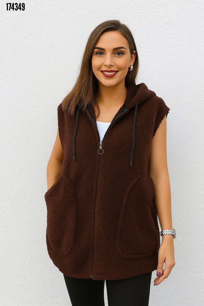 Kadın Welsoft Polar Yelek | Kapüşonlu Fermuarlı Kolsuz Yelek