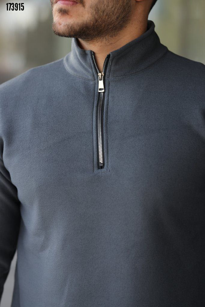 Erkek Zip Yaka Polar Sweat – Yarım Fermuarlı, Sıcak Tutan Rahat Kışlık Polar