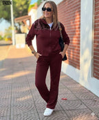 Kadın Önden Fermuarlı Pul Payetli Viskon İki İplik Alt-Üst Takım – Şık & Rahat Set