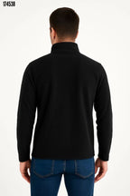 Erkek Polar Kazak – Dik Yaka Yarım Fermuarlı, Göğüs Cepli, Regular Fit Kışlık Siyah Polar