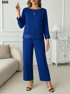 Kadın Bisiklet Yaka Pul Payetli Viskon İki İplik Bluz & Pantolon İkili Takım – Şık & Rahat Set