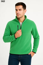 Erkek Polar Kazak – Dik Yaka Yarım Fermuarlı, Göğüs Cepli, Regular Fit Kışlık Siyah Polar