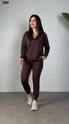 Kadın Kapüşonlu Uzun Kollu İkili Takım – Rahat & Modern Alt-Üst Set