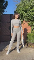 Kadın Yandan Bağlamalı Geniş Paçalı Fitil Kaşkorse İkili Takım | Rahat & Şık Set