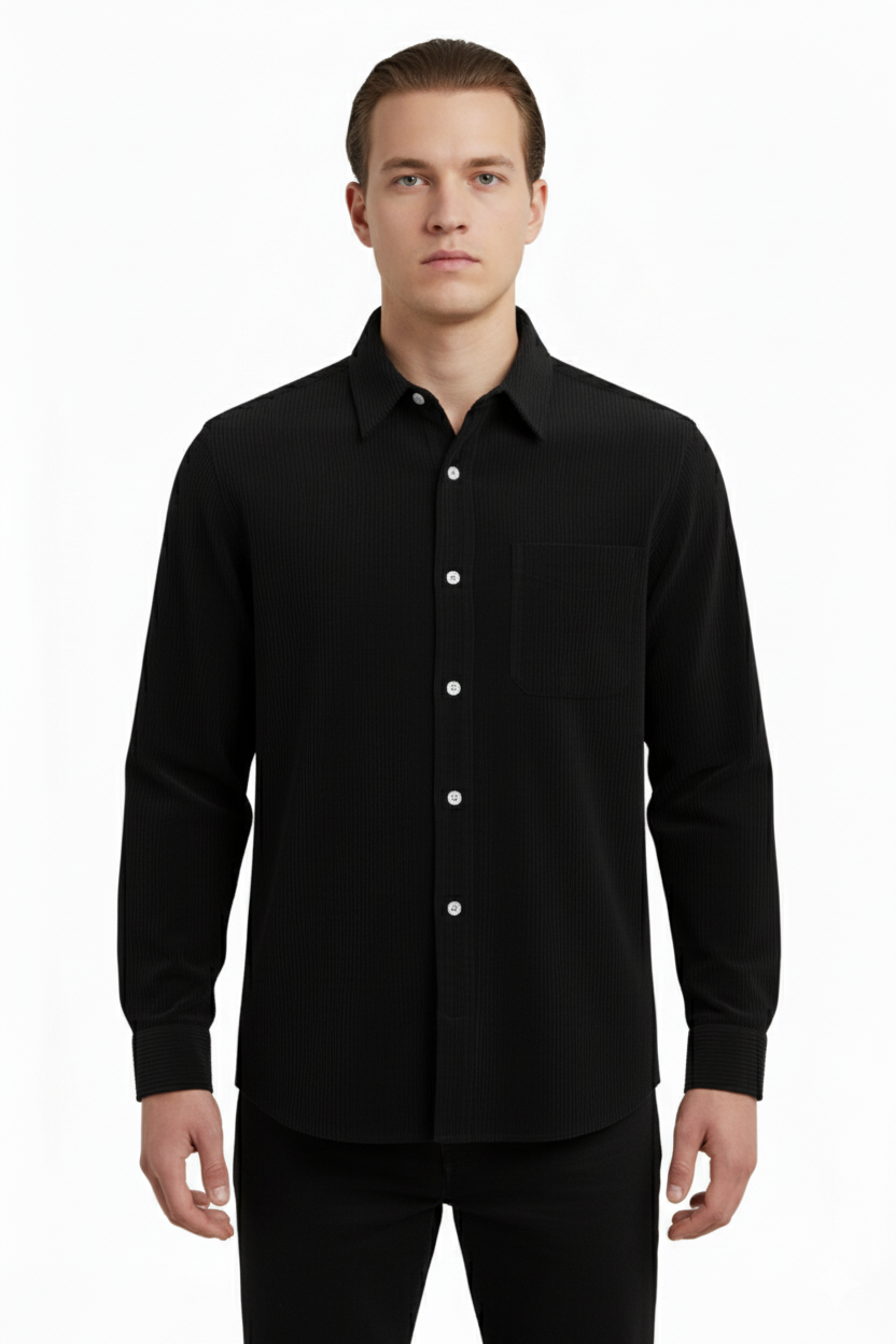 Erkek Fitilli Kadife Gömlek – Oversize Rahat Kalıp, Cepli, Yumuşak Dokulu Şık Üst (Haki)