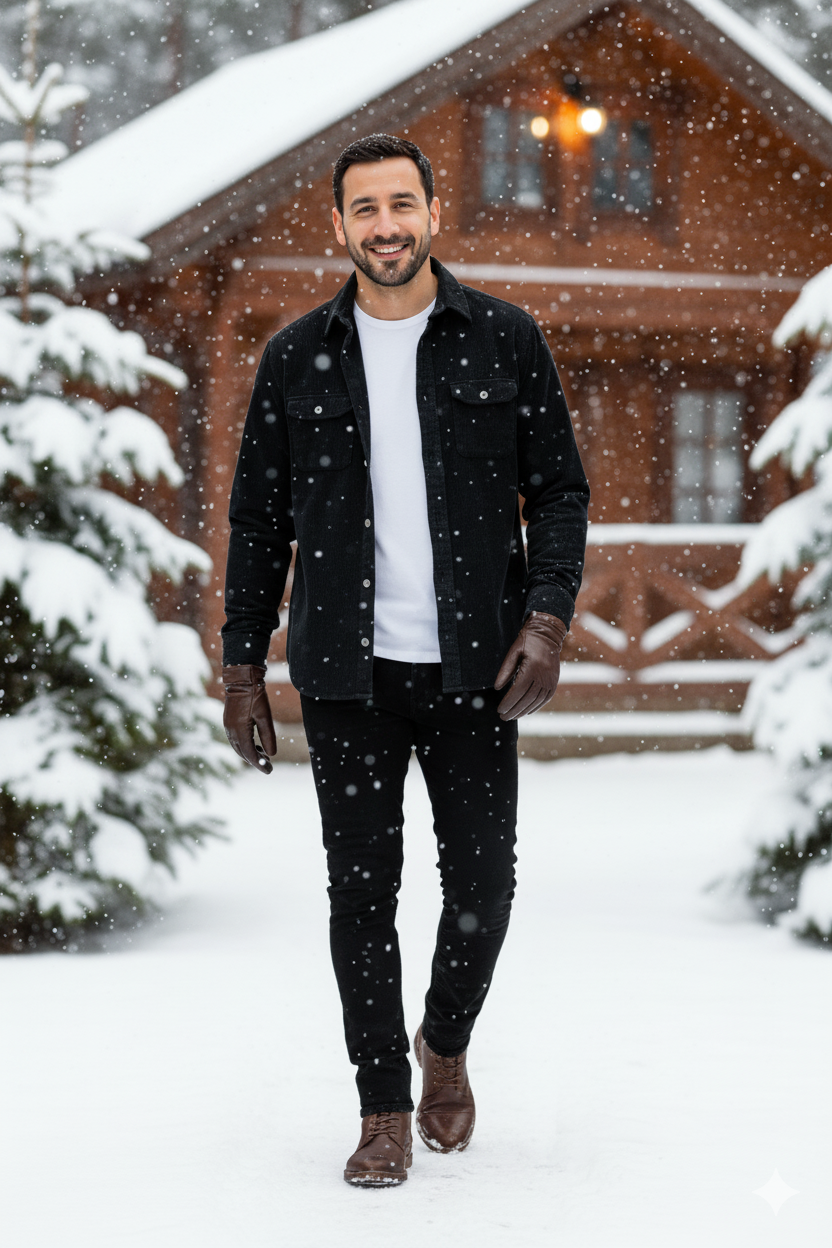 Erkek Fitilli Kadife Gömlek – Oversize Rahat Kalıp, Cepli, Yumuşak Dokulu Şık Üst (Haki)